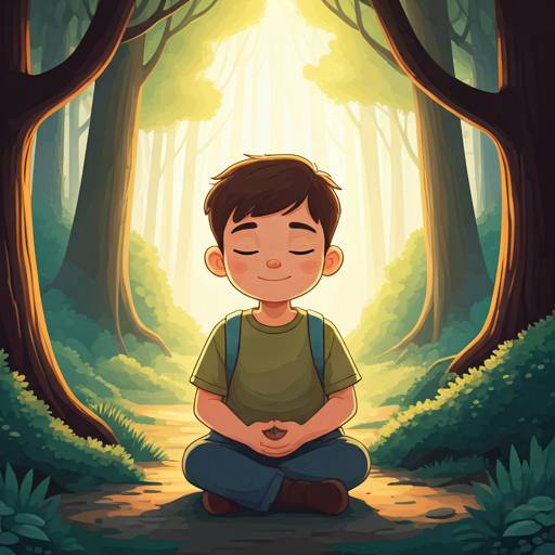 Child practicing mindfulness in nature